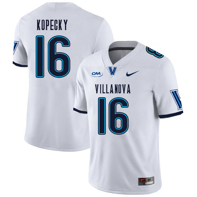 Men #16 Lucas Kopecky Villanova Wildcats College Football Jerseys Stitched Sale-White Men #16 Lucas Kopecky Villanova Wildcats College Football Jerseys Stitched Sale-White